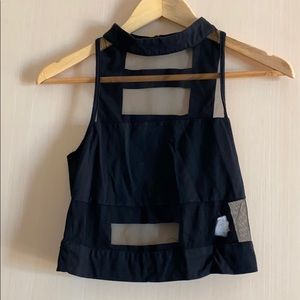 Mesh High Neck Crop Top